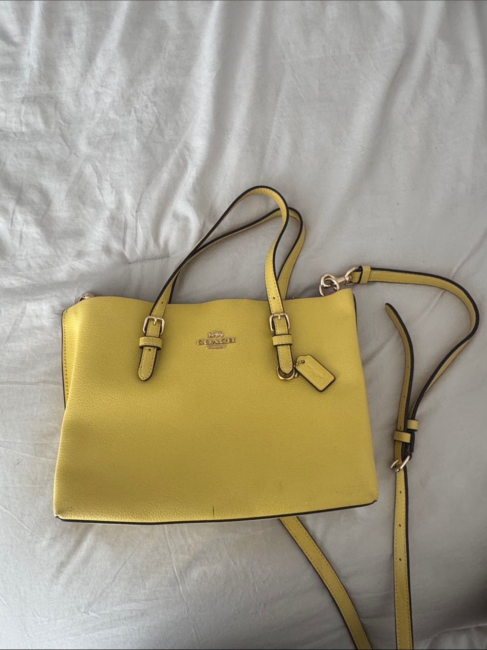 Coach Yellow Leather Shoulder Tote with Detachable Strap